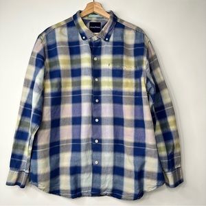 Tommy Bahama Blue Plaid Long Sleeve Shirt Size XL